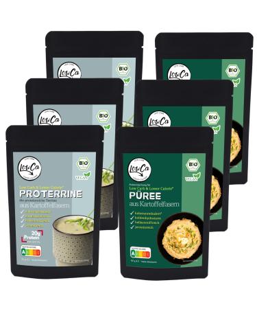 Lower Carb potato products |strongly carbohydrate reduced |reduced calorie |Protein and fiber-richOrganic (3x soup + 3x puree) ... puree and soup