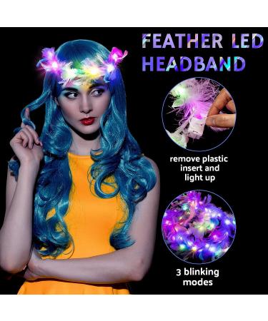 28 Pcs Luminous LED Feather Crown Headband for Women - Glowing Hair Accessories for Wedding, Festival, Party - Buy Online on GoSupps.com