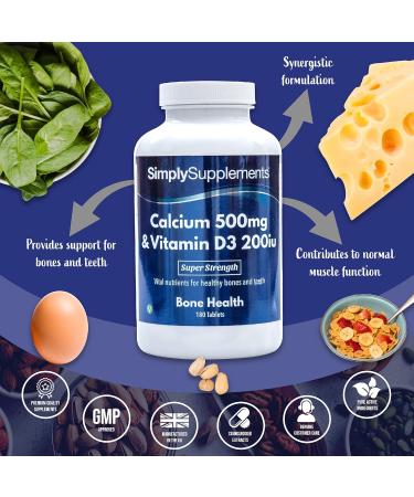 Calcium 500mg with Vitamin D3 200iu for Strong Bones & Healthy Teeth | 360 Vegetarian Tablets | UK Manufactured - Buy Online on GoSupps.com
