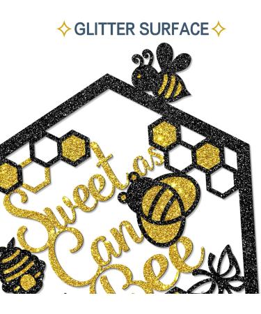 Tenhaisi Sweet as Can Bee Cake Topper - Bumblebee Theme Birthday/Baby Shower/Gender Reveal/Engagement/Wedding Party Cake Decors Photo Booth Props - Gold&Black Glitter Cake Topper - Buy Online on GoSupps.com