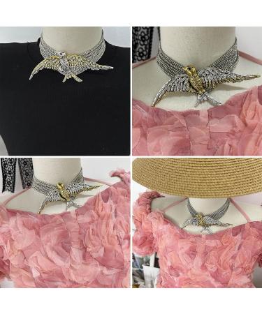 OralGos Multi-Tier Swallow Bird Necklace - Diamond-Studded Women's Jewelry | Trendy & Elegant Metal Necklaces - Buy Online on GoSupps.com