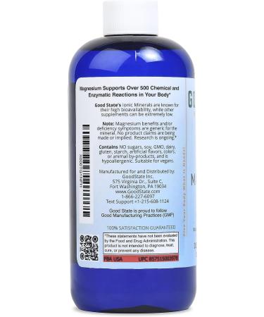 Good State Ionic Magnesium 16 oz - Nano-Sized Mineral Technology | Professional Grade | Supports Healthy Chemical & Enzymes Reactions | 192 Servings | 16 Fl oz Bottle Unflavored - Buy Online on GoSupps.com