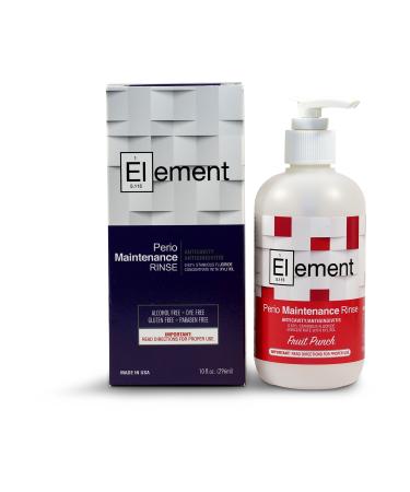 ELEMENT Stannous Fluoride Mouthwash - 10 Fl. Oz. 0.63% Antimicrobial Perio Rinse - Alcohol Free  Dye Free  Paraben Free - Refreshing Fruit Punch Flavor