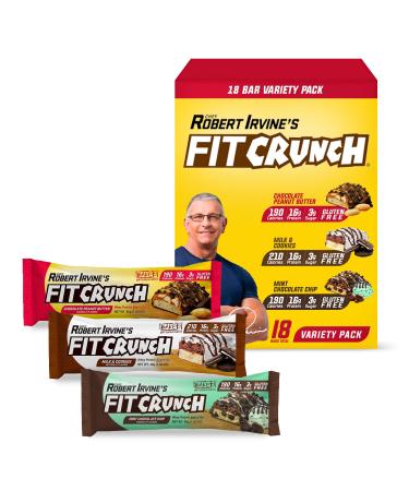 FITCRUNCH Protein Bars, Snack Size Variety Pack, Gluten Free 18 Pack