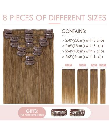 Silk-Co Clip-In Extensions | Real Remy Hair Brown 8 Tresses 18 Clips 80g - Light Brown 33cm - Buy Online on GoSupps.com