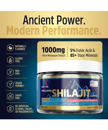 A1 Body Fuel Gummies Gold Resin Extract with Fulvic Acid Sugar-Free Supplement for Energy Vitality & Immune Support Vegan Non-GMO 90 Count 45 Day Supply for Men & Women - Buy Online on GoSupps.com