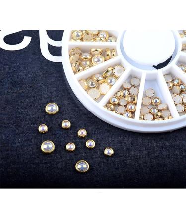 Mezerdoo 1 Box AB Beige Metal Edge Glitter Nail Beads Studs Beauty Charm Nail Art DIY Pearls Decorations Wheel Half Round Pearls Metal Rhinestone 3D Nail Art Flat Beads - Buy Online on GoSupps.com