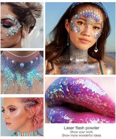 Shop JetlagClock Body Glitter Gel - Holographic Chunky Face & Hair Glitter for Festivals | Gold & Silver Sequins Shimmer Liquid Eyeshadow - Buy Online on GoSupps.com