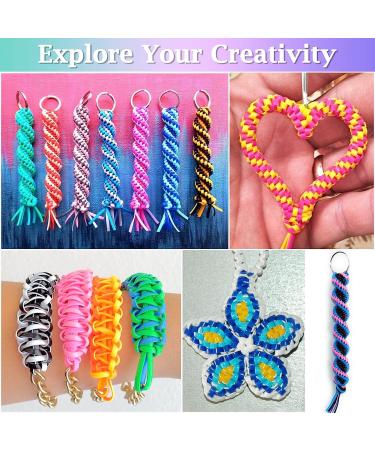 Cridoz Boondoggle String Kit with 20 Rolls Plastic Lacing Cord and 50 Keychain Accessories - Lanyard String Set for Crafts & Weaving - Buy Online on GoSupps.com