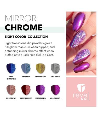 Revel Nail Chrome Glitter Dip Powder 8-Pack - Chip Resistant with Vitamin E and Calcium for DIY Manicure - Buy Online on GoSupps.com