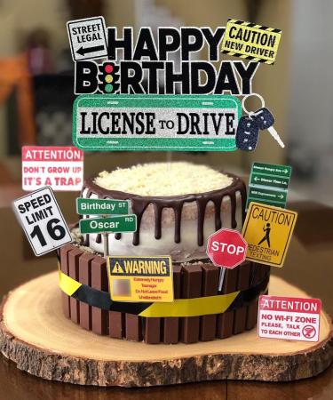 Driver License Birthday Cake Topper New Driver Birthday Cake Decor Car Road Signs Theme Party Supplies 16th 17th Learner Driver Birthday Cake Topper - Buy Online on GoSupps.com