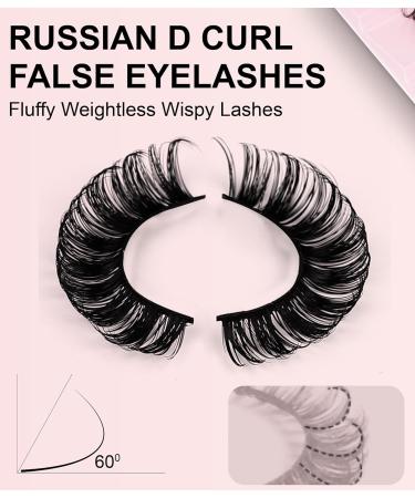 ENSHORE Russian Strip Lashes D Curl Fluffy Faux Mink 3D Effect Wispy Soft Thick Eyelashes - 10 Pairs - Buy Online on GoSupps.com