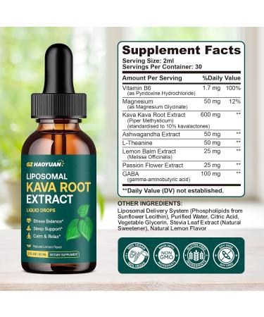 Liposomal Kava Kava Drops for Calming & Relaxation Kava Root Extract Supplement with GABA, Ashwagandha & Magnesium - Support Mood & Better Sleep, Fast-Absorbing Vegan Kava Liquid Drops Lemon 2 Fl Oz Lemon 2 Fl Oz (Pack of  - Buy Online on GoSupps.com