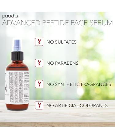 PURA D'OR Advanced Peptide Anti-Aging Face Serum 3.3 Oz - Copper Tripeptide Marine Collagen Hyaluronic Acid for Hydration & Youthful Skin - Buy Online on GoSupps.com