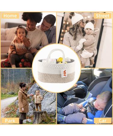WHATWEARS Baby Diaper Caddy Organizer - Portable Cotton Rope Basket for Boys and Girls - Yellow Nursery Storage with Compartments - Buy Online on GoSupps.com