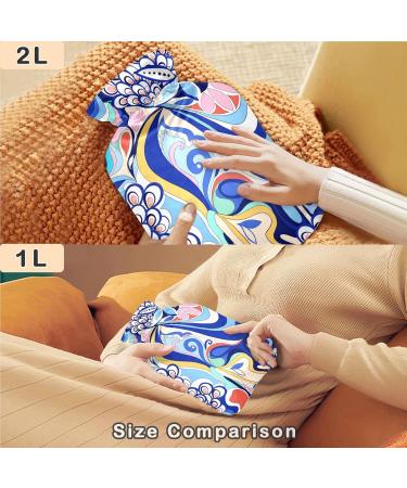 Buy Naanle Colorful Hot Water Bottle - Abstract Flower Cover for Pain Relief & Warmth | 1L Transparent Design for Back Hand & Neck Therapy - Buy Online on GoSupps.com