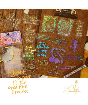 Aromoty Fairy Gold foil Holographic Stickers Set(120 pieces with 4 Themes)-Resin Transparent Waterproof Stickers Butterfly Flower Vintage letter Planner Stickers for Scrapbook Junk Bullet Journals Laptop Water bottles De... - Buy Online on GoSupps.com