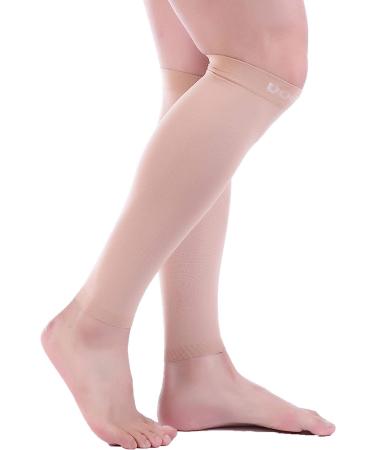 Doc Miller Calf Compression Sleeve - 15-20mmHg Shin Splint Recovery for Men and Women - Varicose Veins Relief - 1 Pair (X-Large, Skin/Nude) - Buy Online on GoSupps.com