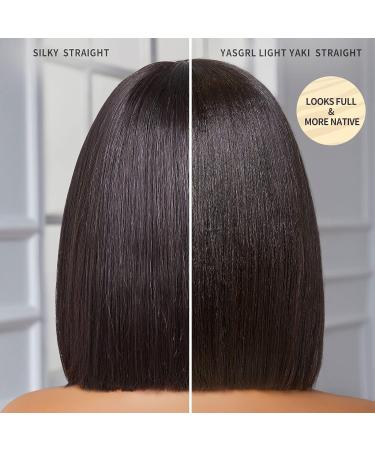 YASGRL 10 Light Yaki Straight Human Hair Bob Wig with Bangs - 100% Brazilian Virgin Hair, HD Lace, 180 Density, 10 Inch, Natural Black - Shop Now - Buy Online on GoSupps.com