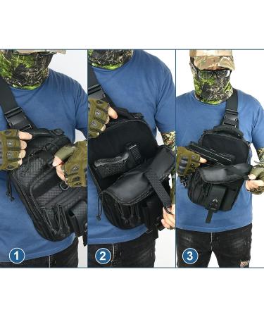 DegeTMVe Dual Pistol Holster Chest Bag - Concealed Carry Sling Pack for Shooting and Hunting | Tactical Range Gun Convertible Backpack - Black - Buy Online on GoSupps.com