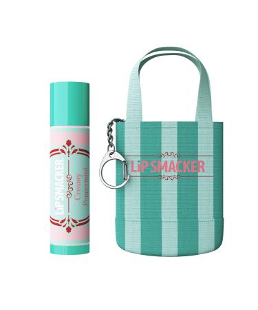 Lip Smacker Holiday Getaway Lip Balm + Mini Tote Keychain Moisturizing Lip Care Fun Collectible Gift & Stocking Stuffer - Creamy Peppermint 1 Count (Pack of 1)