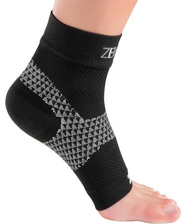 Zensah Plantar Fasciitis Sleeve - Arch Support & Compression Foot Sleeve for Heel Pain - Medium, 1 Pair - Black - Buy Online on GoSupps.com