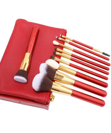Ducare 10-Piece Professional Makeup Brush Set with Cosmetic Bag | Premium Synthetic Kabuki & Eye Brushes for Flawless Blending - Buy Online on GoSupps.com