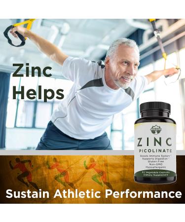 Organic Zinc Picolinate 50mg Capsules - Immune Health Support - Non-GMO Antioxidant - 60 Count - Buy Online on GoSupps.com