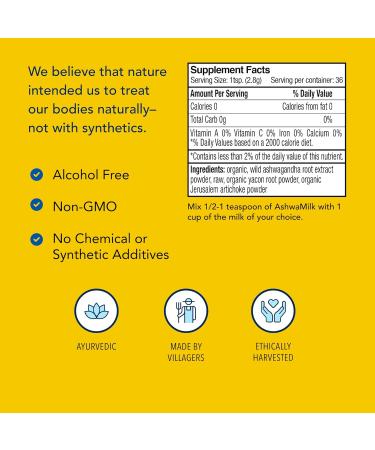 NORTH AMERICAN HERB & SPICE AshwaMilk - 3.5 oz. - Ashwagandha Root Extract Yacon Powder - Supports Energy Stamina Healthy Adrenal & Thyroid Function - Non-GMO - 36 Servings - Buy Online on GoSupps.com