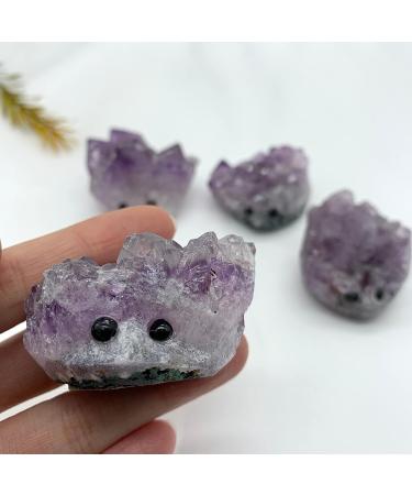 Natural Crystal Natural Amethyst Crystal Cluster Hedgehog Ornaments Hand Carved Crystal Stones Purification Gifts Stones ERBDRGAZ 1pc - Buy Online on GoSupps.com