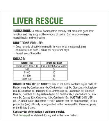 HomeoPet Liver Rescue - Natural Liver Support for Pets - 15ml - Buy Online on GoSupps.com