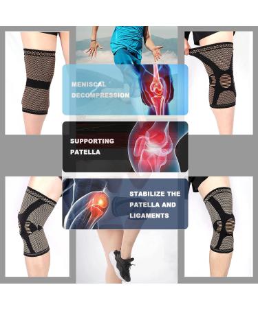 Buy Professional Copper Knee Brace - Knee Compression Sleeve Support with Patella Gel Pads for Men & Women - Joint Pain Relief ACL & Arthritis Support - Large Black - Buy Online on GoSupps.com