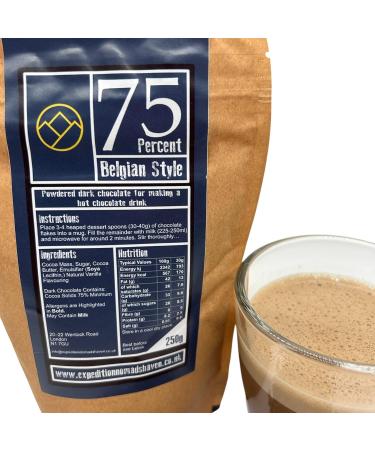 Luxury Hot Chocolate - Real 75% Belgian Chocolate Flakes - 750g - Buy Online on GoSupps.com