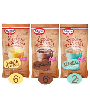 Dr.Oetker soul warmer-14 packed cream cup pudding in the delicious flavors chocolate vanilla and caramel taste