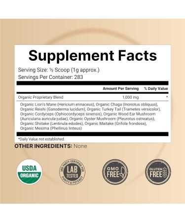 NatureBell Organic Mushroom Powder 10oz | 10-in-1 Adaptogenic Blend with Lion s Mane Reishi Shiitake Chaga & More | Supports Energy Focus & Immune Health | Great for Coffee Smoothies & Recipes organic mushroom powder 10 Ounce (Pack of 1) - Buy Online on GoSupps.com