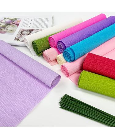 Cieovo Crepe Paper Flower DIY Kit - 12 Rolls Rainbow Bright Colors Crepe Paper Rolls for Wedding & Party Decor - Includes Floral Tape and Iron Wire - Buy Online on GoSupps.com