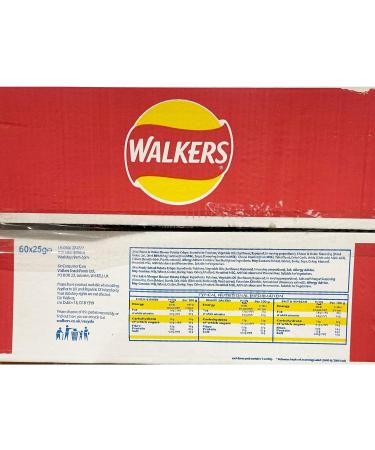 Walkers Crisps Walkers Classic Box Crisps Pack Of 60 x 25g - 24 x Cheese Onion 24 x Ready Salted 12 x Salt & Vinegar 3 Different Flavours Boxed Treatz - Buy Online on GoSupps.com