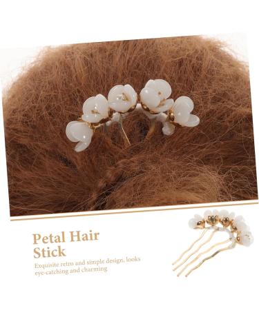 minkissy Petal Hairpin Jade Hair Forks Jade Hair Clip Hair Hanfu Hair Accessories Jade Hair Chopstick Retro Headpiece French Pin Women Hair Chopstick Bride Costume Hosta White - Buy Online on GoSupps.com