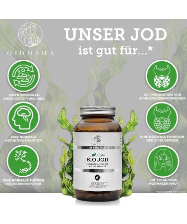 Buy QIDOSHA Bio Jod Capsules - High Dose Phyto-Iodine from Organic Kelp | 365 Vegan Capsules | German Quality - Buy Online on GoSupps.com