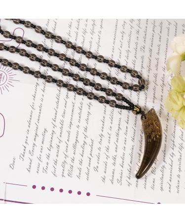 Soulnioi Tiger's Eye Bridge Bracelet & Vintage Obsidian Wolf Tooth Necklace Set - Buy Online on GoSupps.com