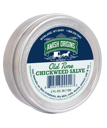 Amish Origins Old Time Chickweed Salve 2 oz- The Ultimate Poison Ivy/Poison Oak Blocker Healing Salve for Skin Disorder Irritations Burns Minor Cuts Dry Skin Great for Itching White