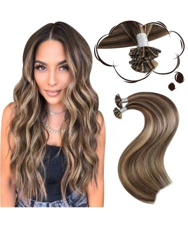 Moresoo Hair Extensions Real Hair Bondings 1g Hot Fusion Keratin Extensions Real Hair Bondings #P4/27 Dark Brown with Caramel Blonde Remy Pre Bonded U Tip Extensions 50g 45 cm 45cm 2.U-Tip #P4/27 - Buy Online on GoSupps.com