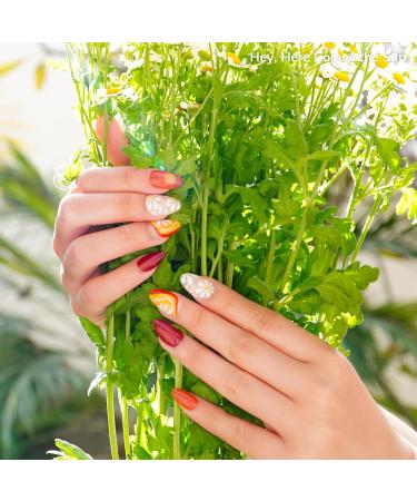 Heyhae Bandes d'ongles en gel semi-durci - Pas besoin de lampe LED - Fleurs rouges d' t - Facile appliquer et enlever - Qualit salon - 28 bandes - 1 tampon de pr paration et lime ongles - Buy Online on GoSupps.com