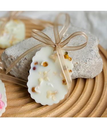 Wax Melts Natural Candles Non Toxic. Lemon & Mandarin Scented Candles. Soy Candle Wax Includes 464 Soy Wax Beeswax Candles Dried Flowers and Plant Essential Oil. Stress Relief Gifts. White-brown