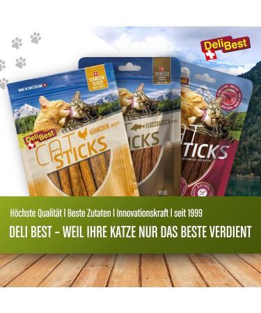 Delibest Cat Sticks - 100% Swiss Chicken Meat Treats | Cereal-Free Semi-Damp Snacks | All-Natural Allergy-Friendly Cat Treats - 50g - Buy Online on GoSupps.com