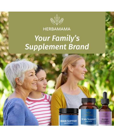 HERBAMAMA Brain Support Capsules - 1400mg Brain Support Supplement for Adults with Bacopa Panax Ginseng and Ginkgo Biloba - Vegan Non-GMO Focus Supplement 100 Caps 100 Count (Pack of 1) - Buy Online on GoSupps.com