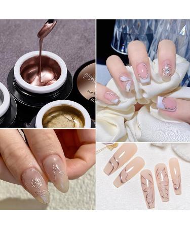 Metallic Painted Gel Nail Polish Mirror Metal Painting UV Gel Polish Rose Gold Nail Art Drawing Nail Gel Soak Off UV/LED Gel Nail Varnish Home DIY Manicure Nail Varnish Liner Gel - Buy Online on GoSupps.com
