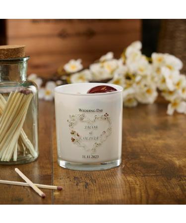 Personalised Wedding Day Candle Gift with Watercolour Floral Heart (Sea Breeze) - Buy Online on GoSupps.com