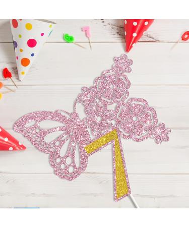 Tenhaisi Pink & Gold 3D Butterfly Flower Sign 7 Cake Topper - Happy 7th Birthday/Anniversary Party Decoration 3D Cake Topper- Girls 7th Birthday Party Supplies - Buy Online on GoSupps.com