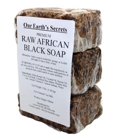 Our Earth's Secrets Premium Natural Raw African Black Soap  3 Pound